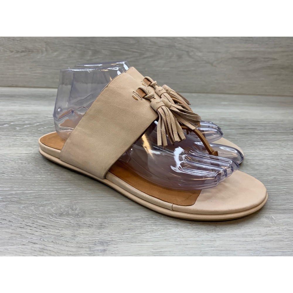 Gentle Souls by Kenneth Cole Women's Beige Leather Tassel Slide Sandals 9 Shoes
